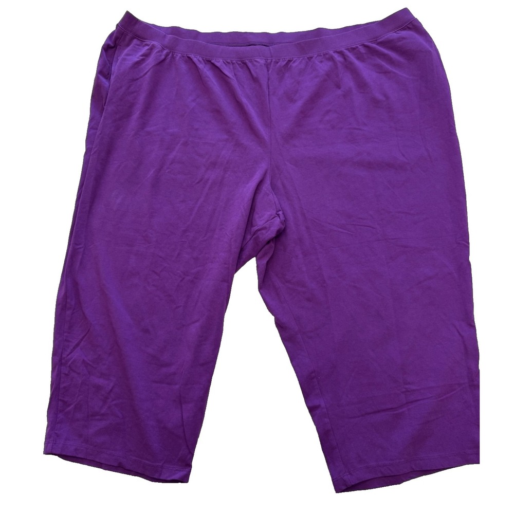 Catherines Suprema Knit Capri Womens 4X 30/32W Pacific Purple Cotton Casual